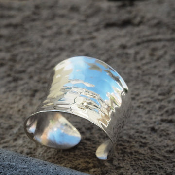 hammered adjustable sterling silver ring