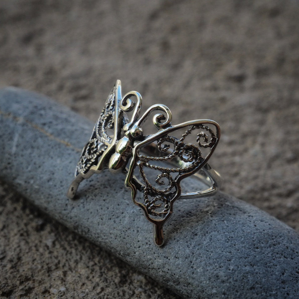 butterfly sterling silver ring