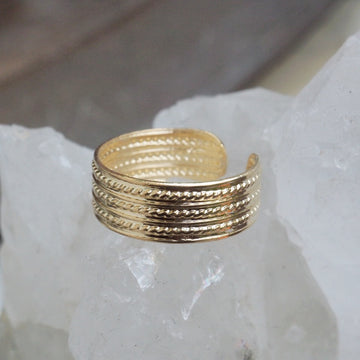 Ethereal Band gold midi adjustable ring
