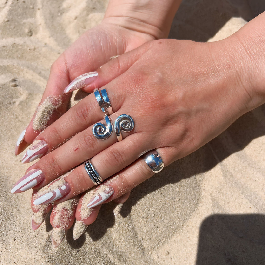 spiral adjustable sterling silver ring