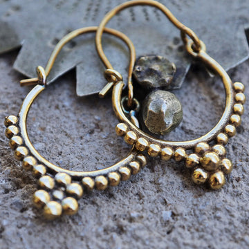 Aster gold brass hoop earrings