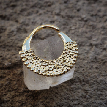 Sunburst gold plated piercing ring
