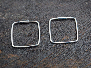 Square Silver hoop earrings