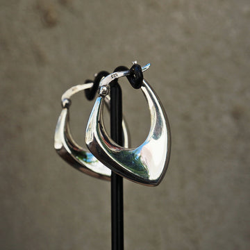 Abstract shape silver hoop earrings