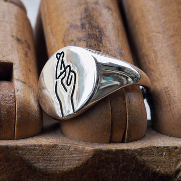 wish sterling silver signet ring