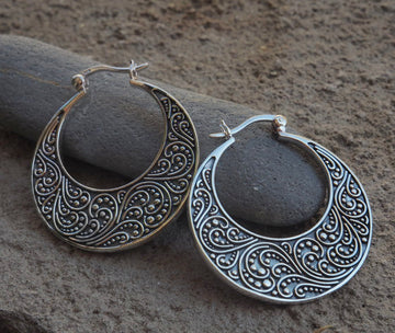Cosmic Chaos Silver hoop earrings