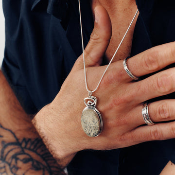 Dendrite sandstone silver necklace