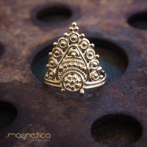Crown mandala 18.K gold-plated filigree ring-ring-Magnetica