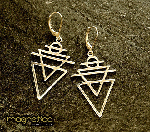 Earth&water elements symbol silver earrings-earrings-Magnetica