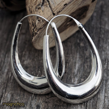 silver big chunky hoop earrings