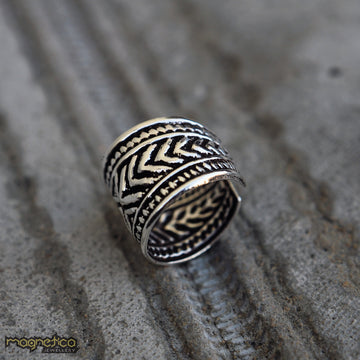 Silver tribal rustic ear cuff
