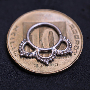 silver flower piercing ring