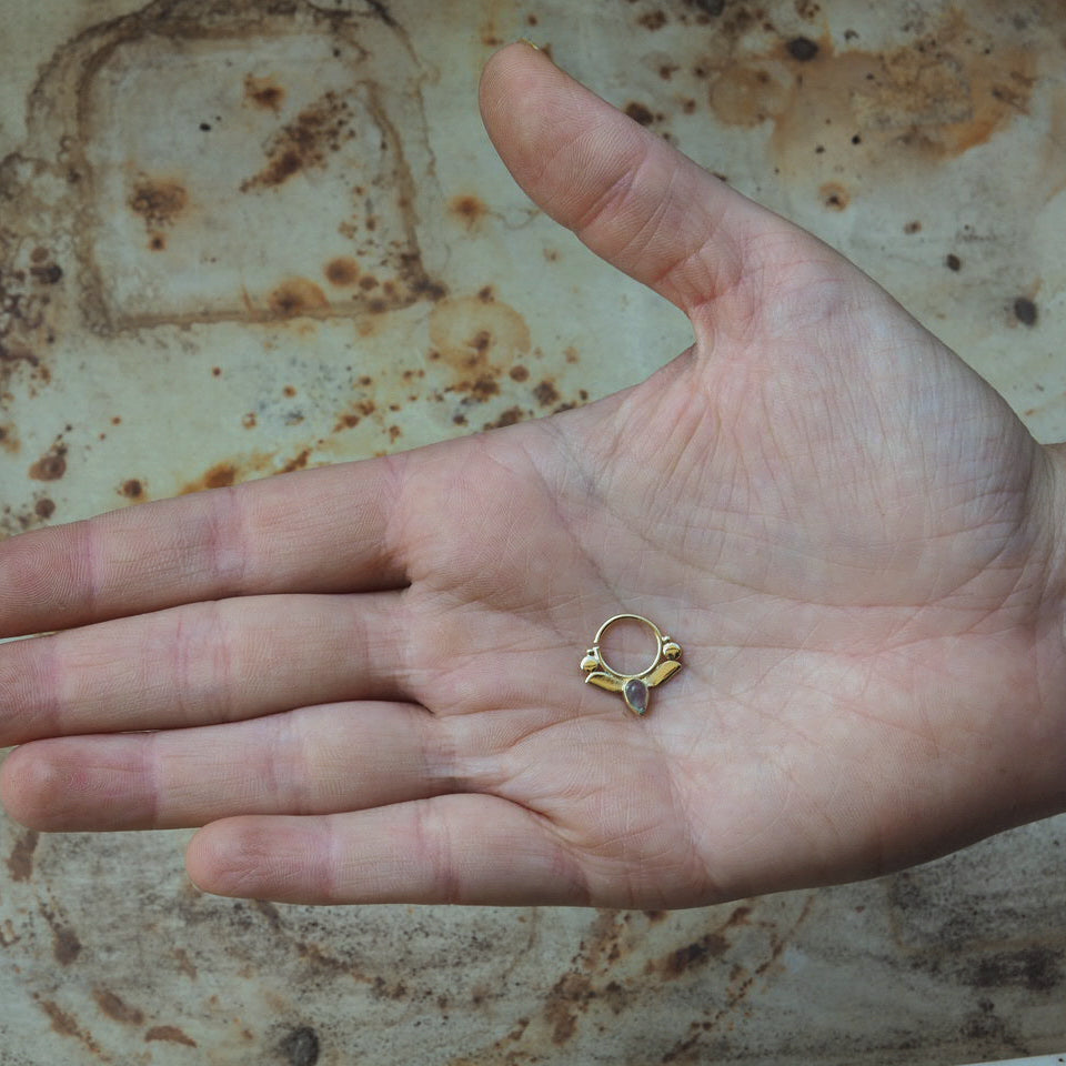 gold plated lotus piercing ring