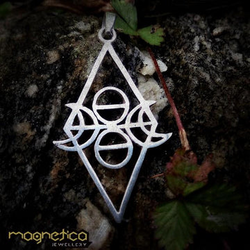 Triple Goddess Symbol silver pendant-earrings-Magnetica