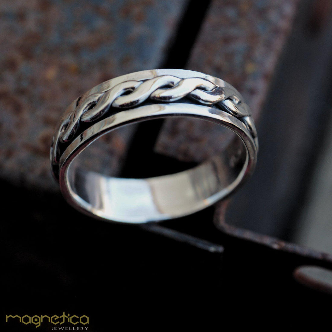 Vintage king spinning-A-sterling silver stacking ring-ring-Magnetica