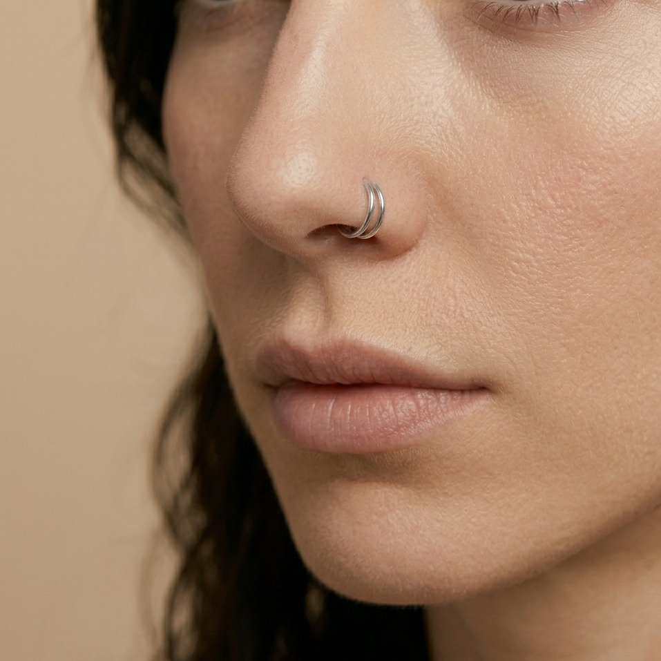 silver titanium piercing ring