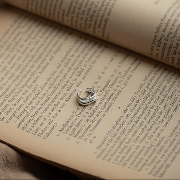 abstract silver ear cuff