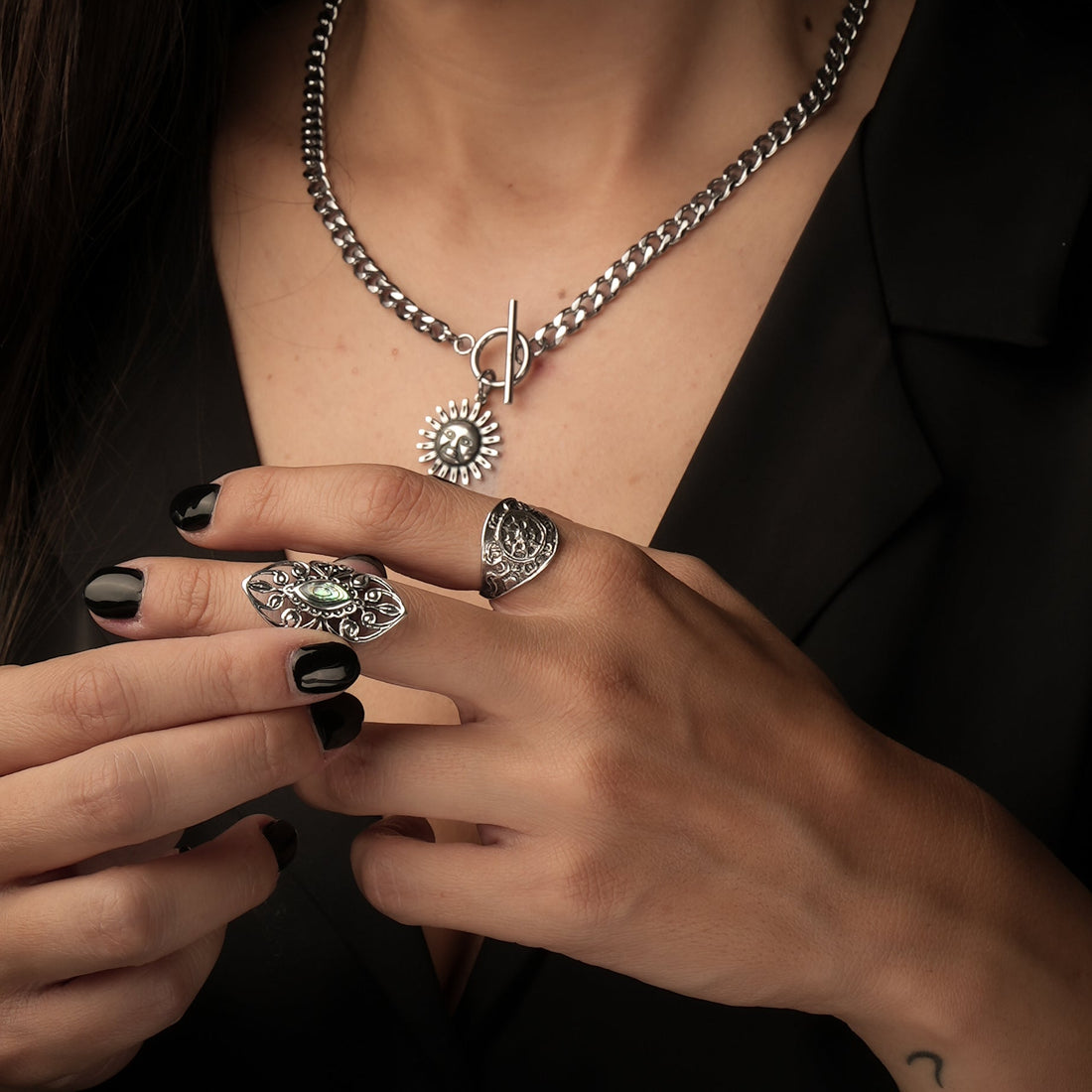 forest sterling silver ring