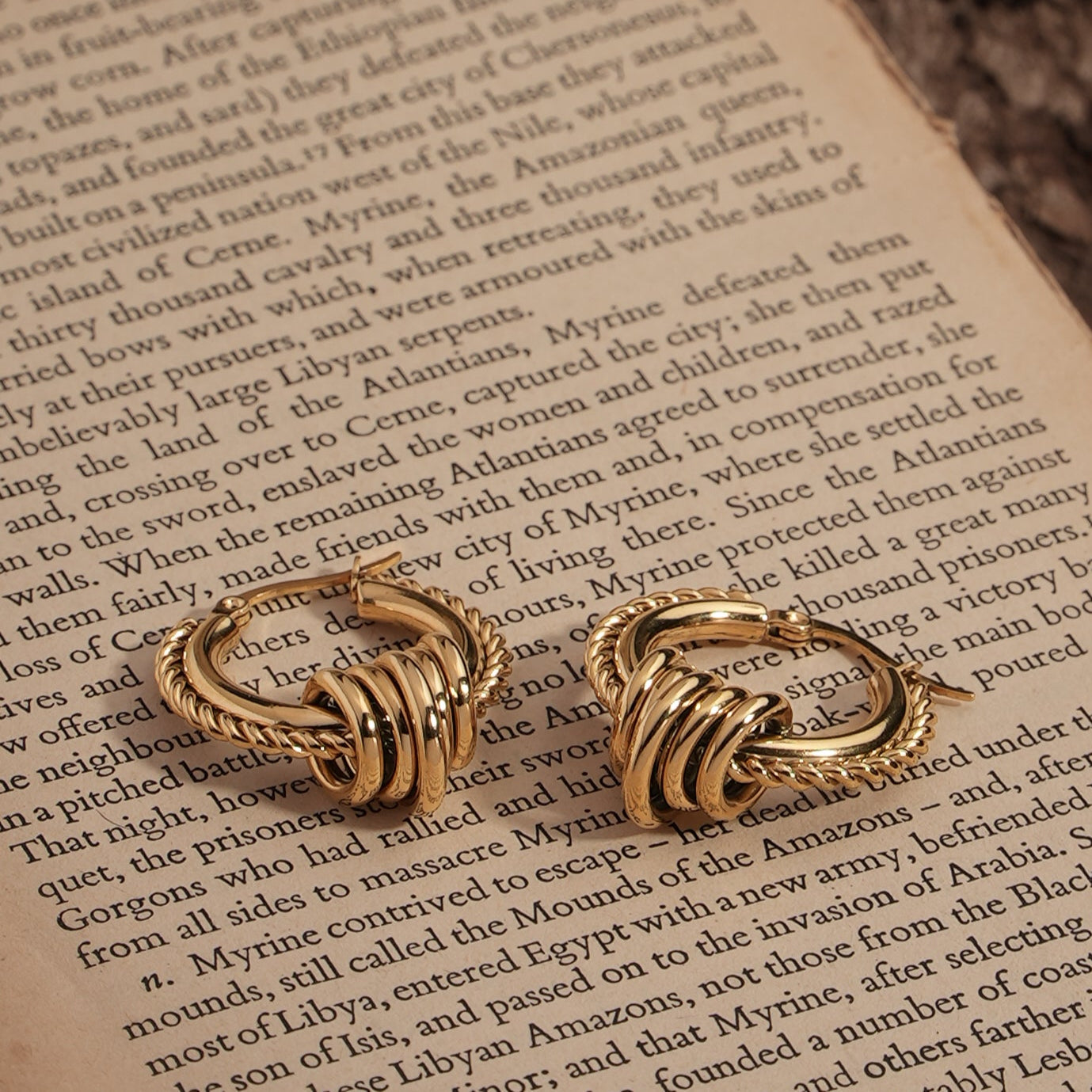 Desert gold hoop earrings
