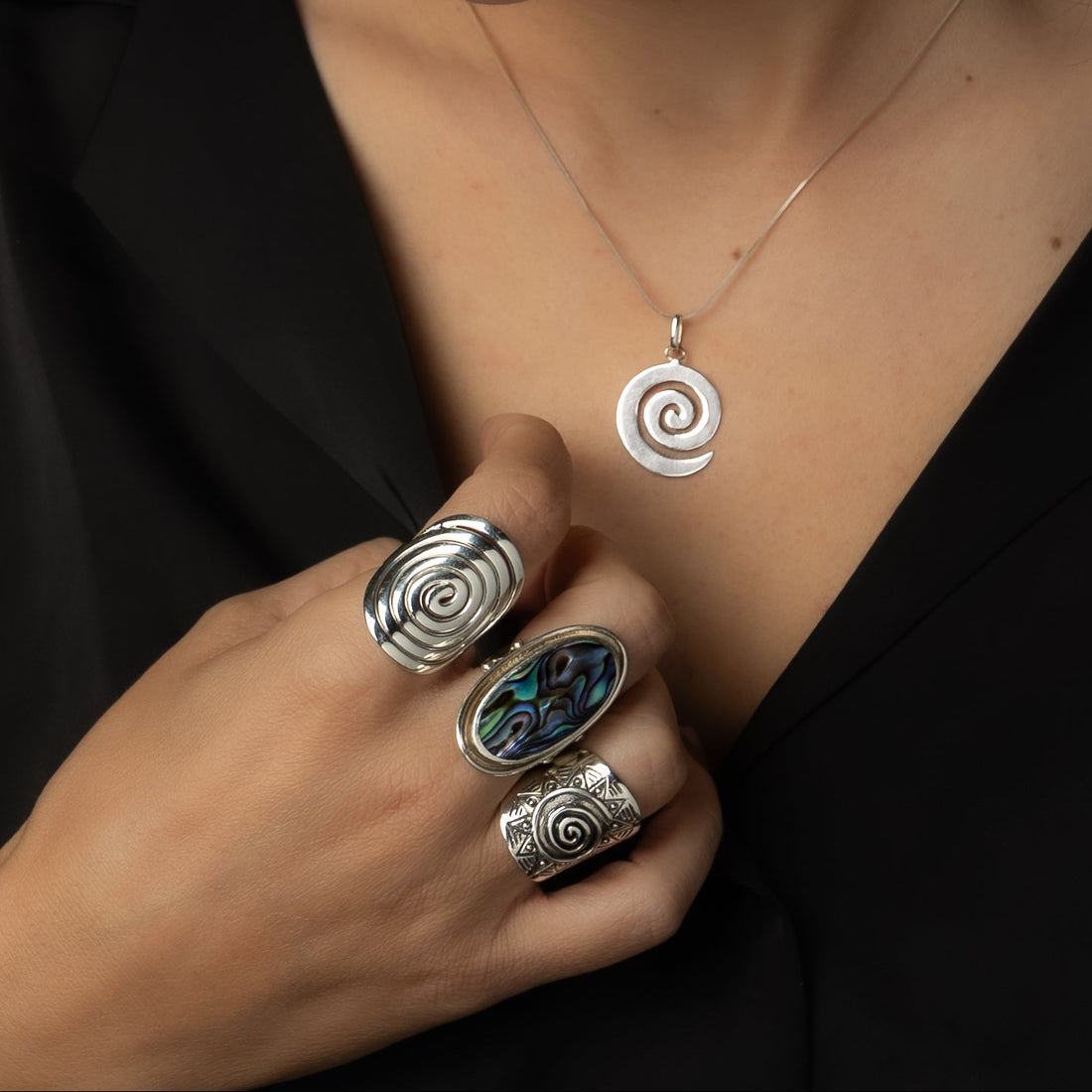 echo abalone silver ring