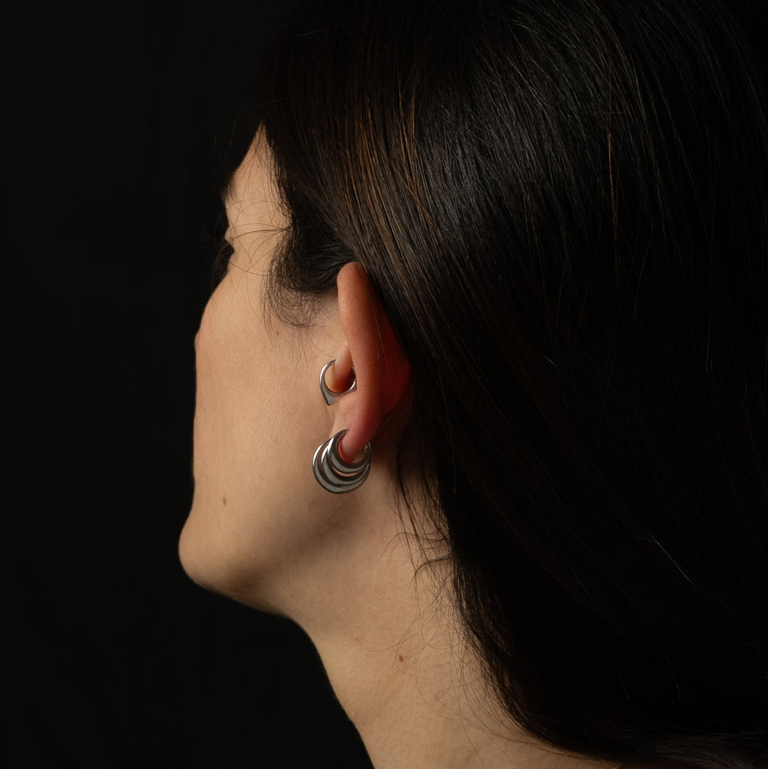 aura titanium silver piercing ring