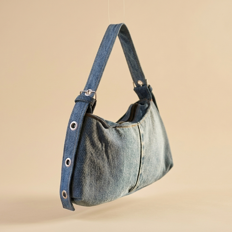 Upcycling תיק כתף ג'ינס בעיצוב