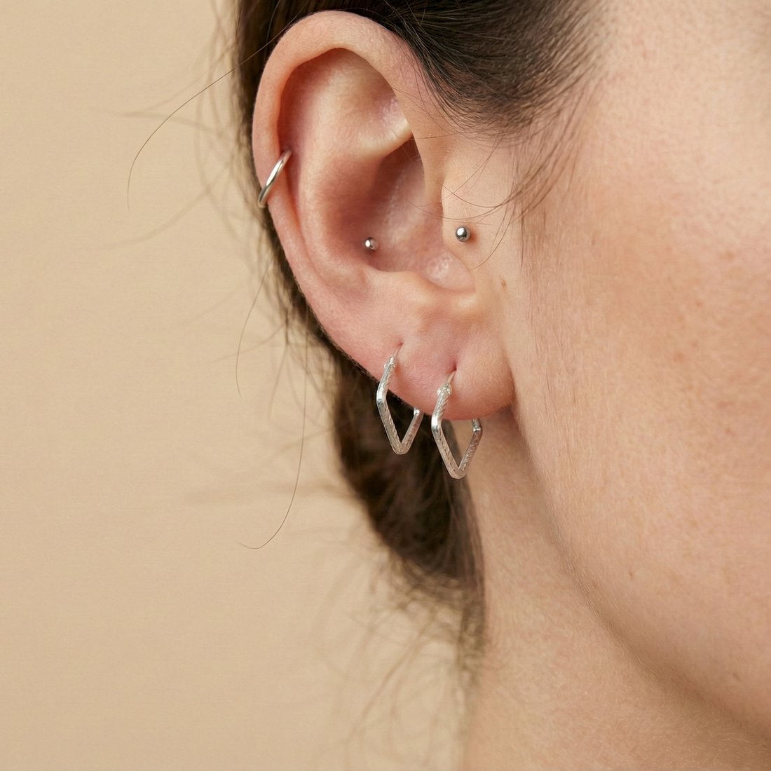 lazer Silver hoop earrings