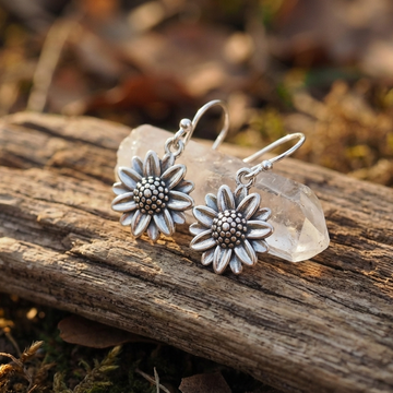 sunflower silver earrings