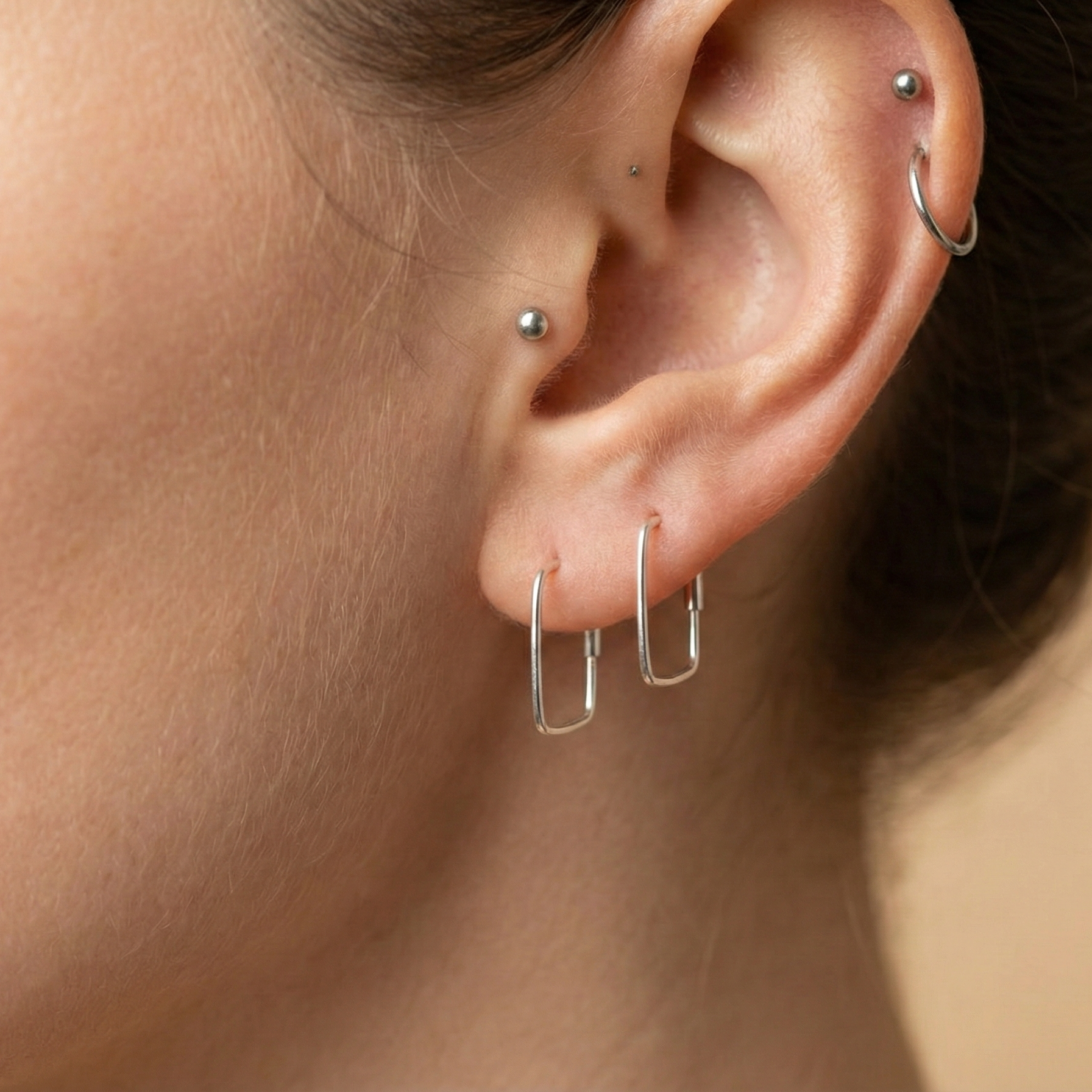 עגילי חישוק כסף Square - Magnetica Jewelry