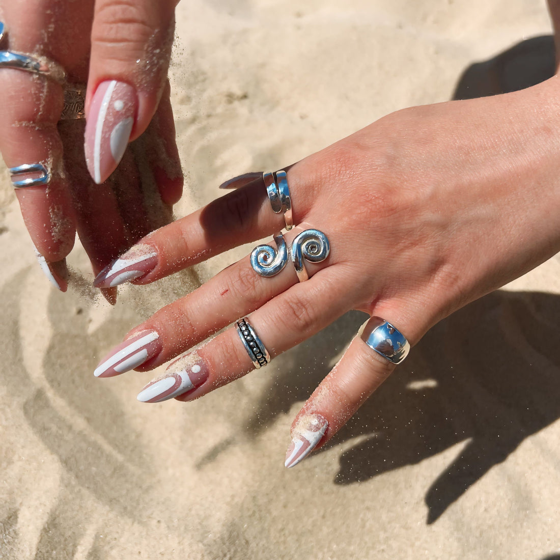 Phoenix silver small adjustable ring