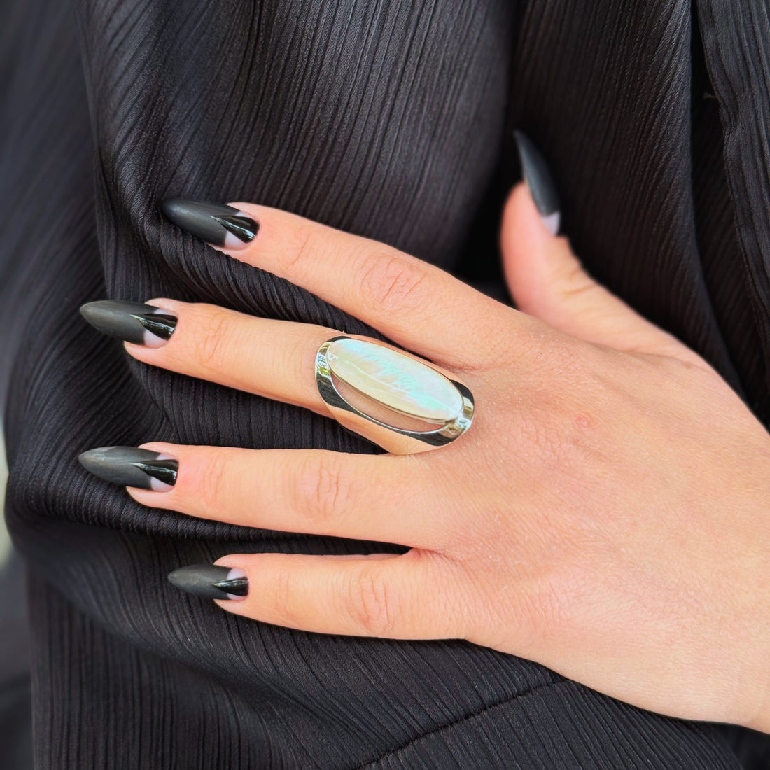 Nympha pearl silver ring