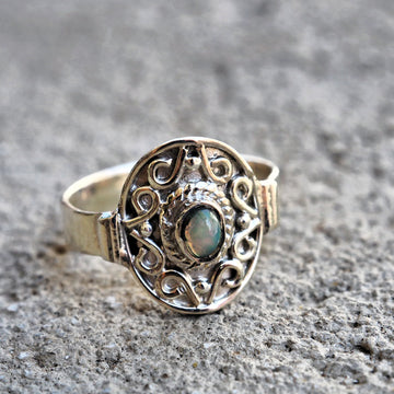 Opal celtic sterling silver ring