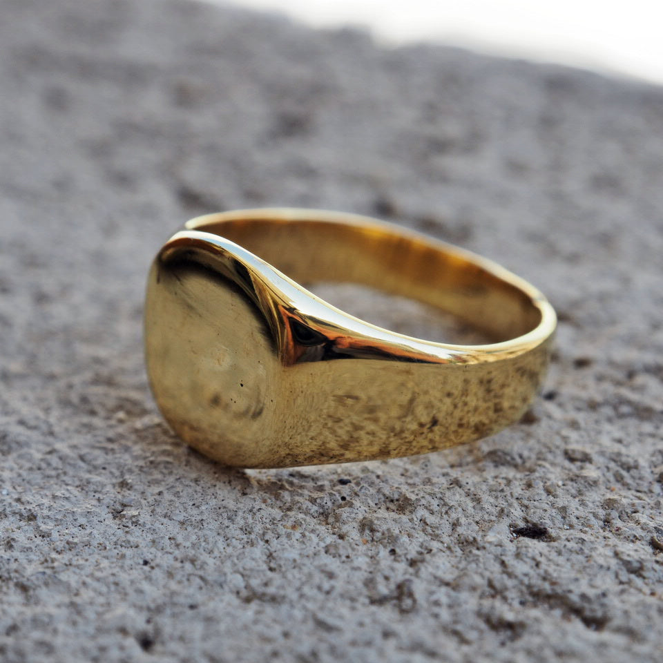 classic gold signet brass ring