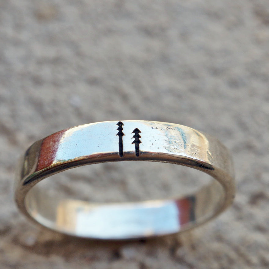 Pine sterling silver ring