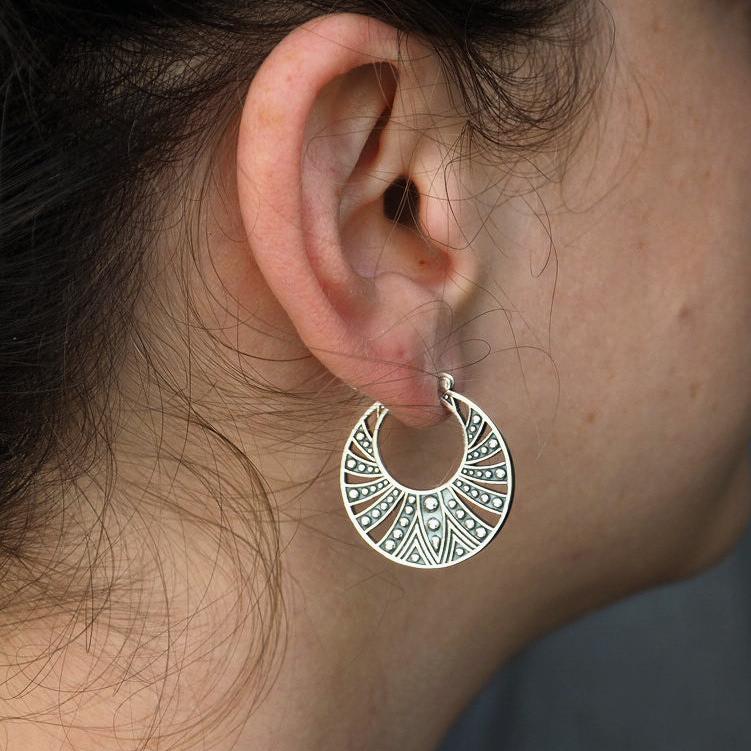 Geometric Grace Silver hoop earrings