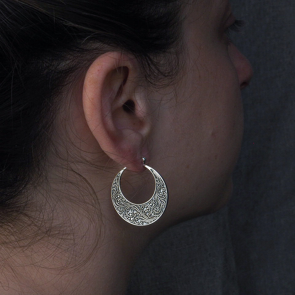 Cosmic Chaos Silver hoop earrings