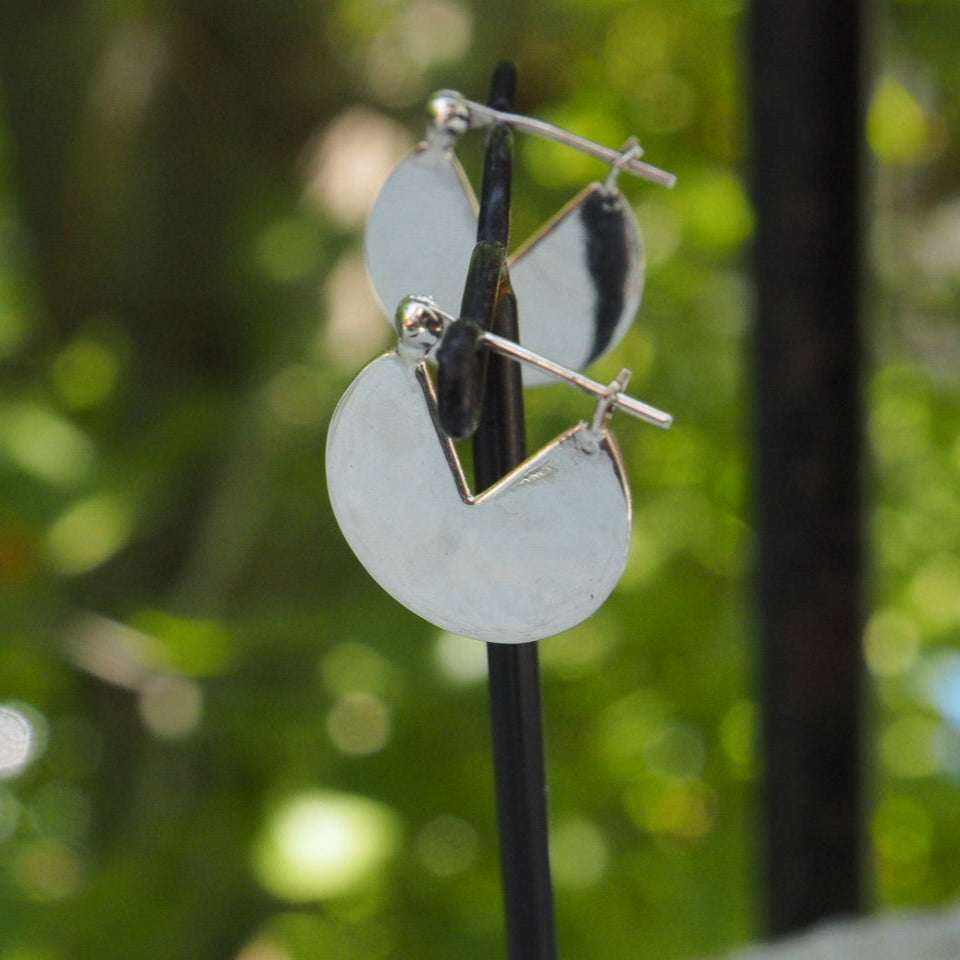 packman silver hoop earrings