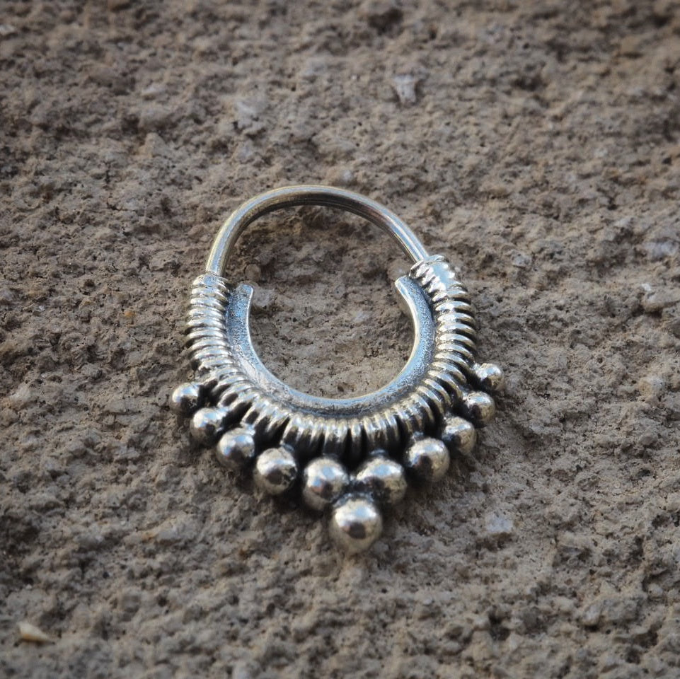 Rebel silver piercing ring