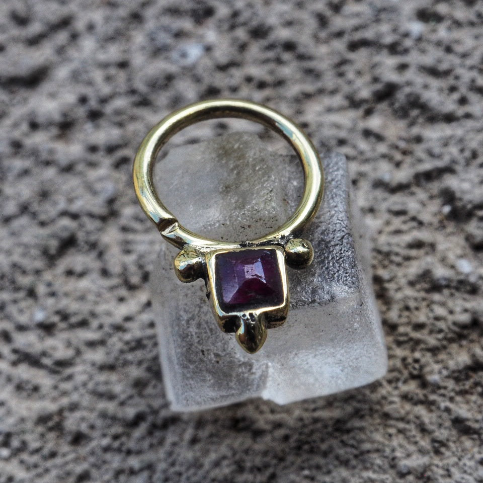 Aurora Gold brass gemstone piercing Ring