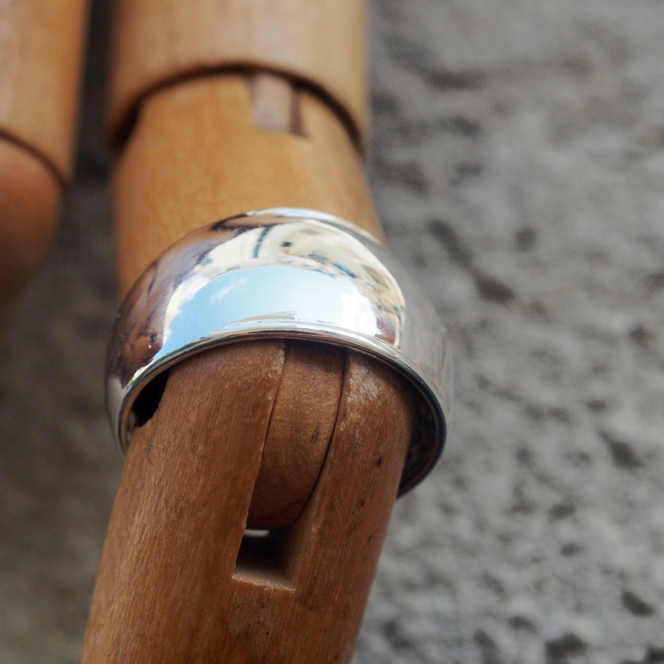 Obsidian silver small adjustable ring