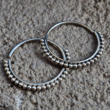 Hollyhock Silver hoop earrings