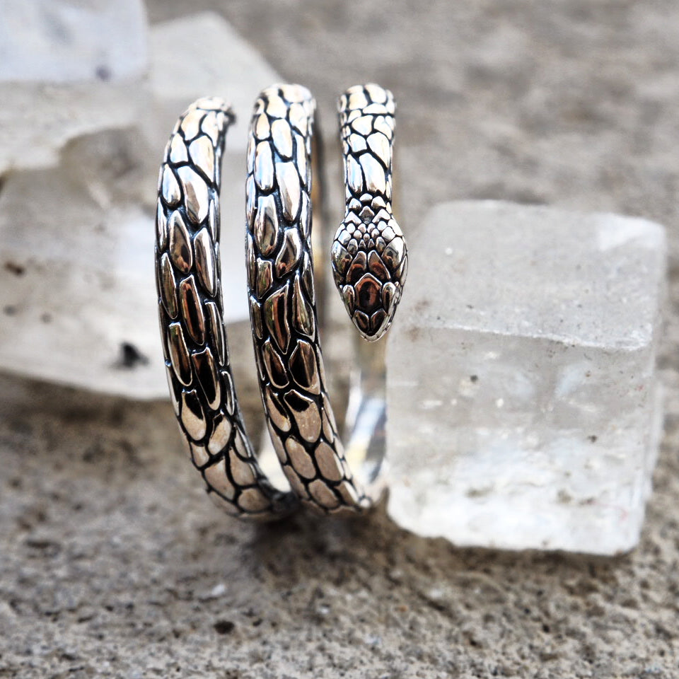 Python big sterling silver ring