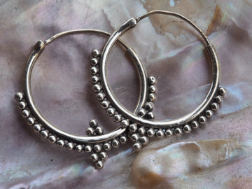 Lotus Silver hoop earrings