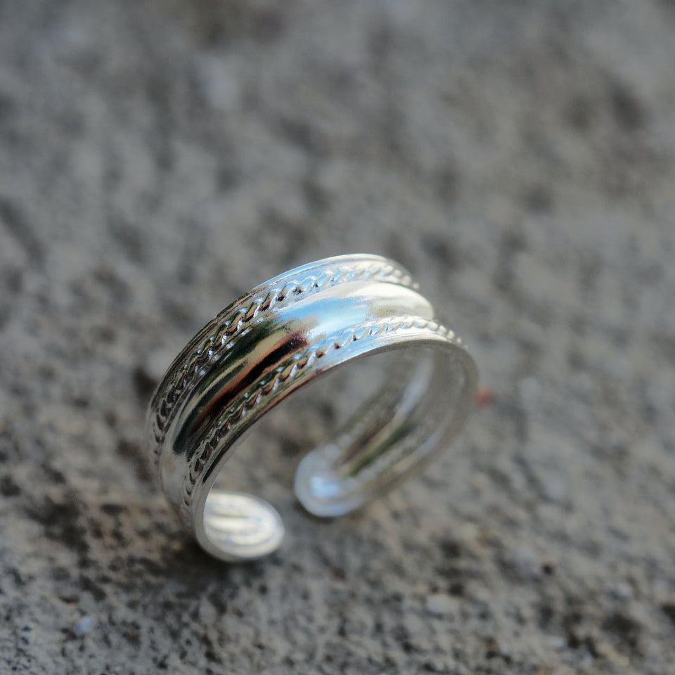 Vortex silver small adjustable ring