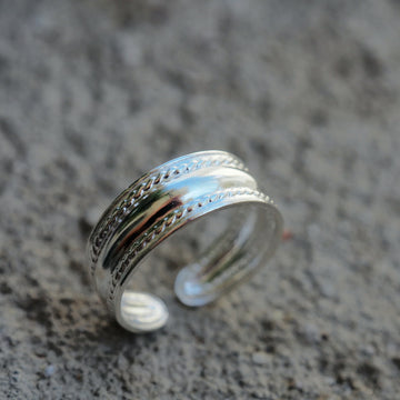 Vortex silver small adjustable ring