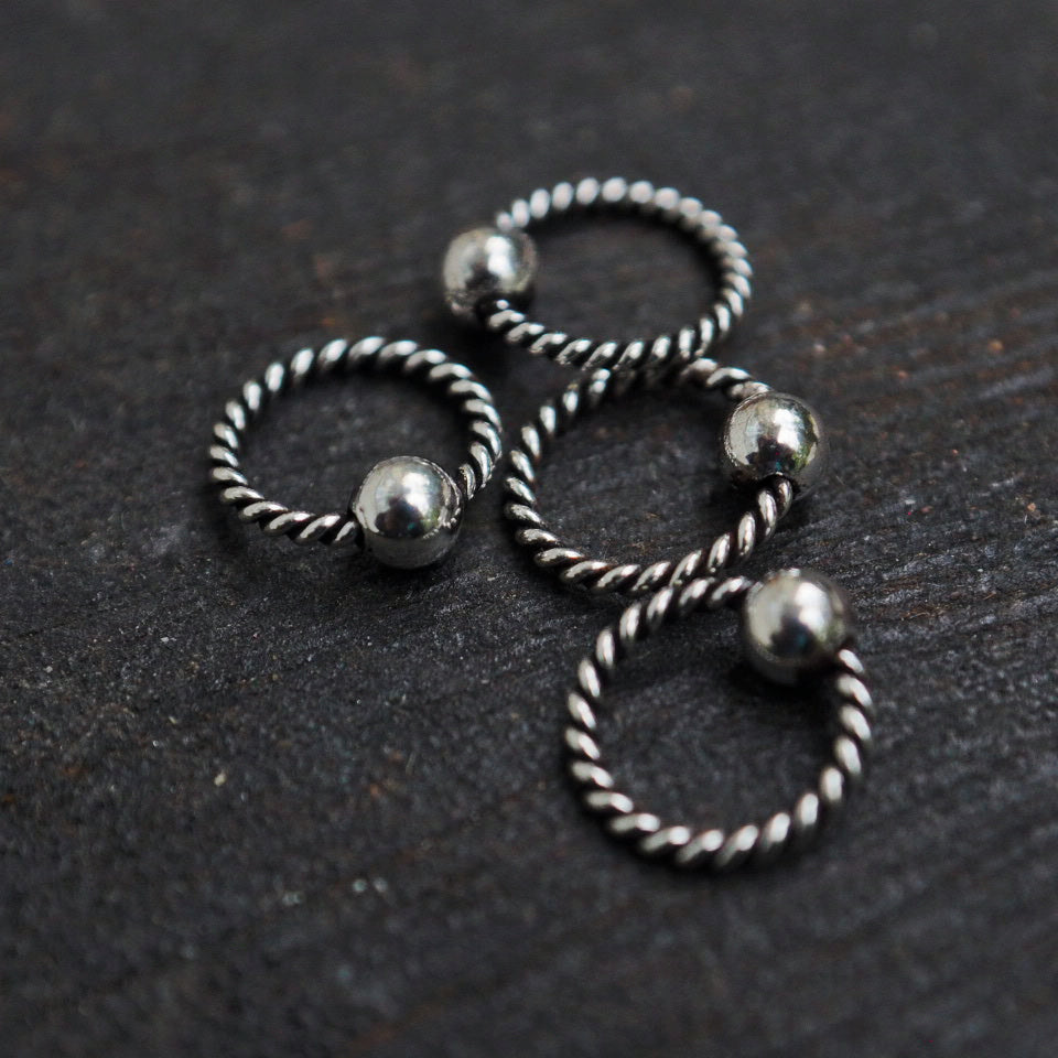 Halo Thread oxidized silver piercing ring