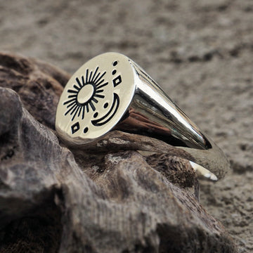 Helios sterling silver signet ring