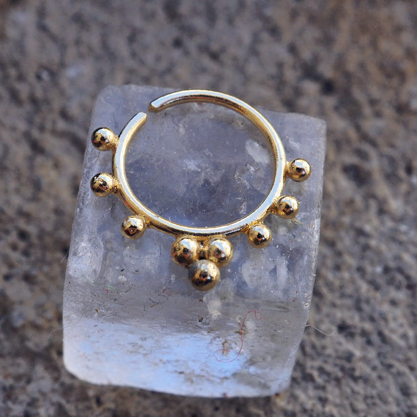 Cactus gold plated piercing ring