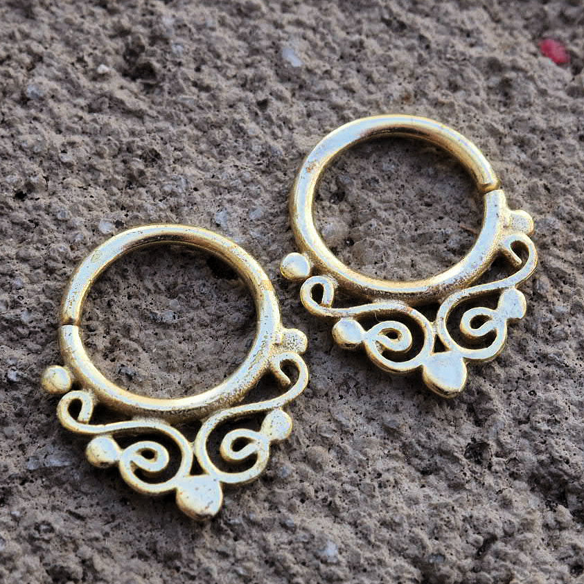 Bellflower gold plated piercing ring