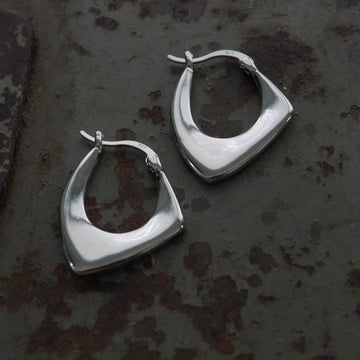 asymmetry silver hoop earrings